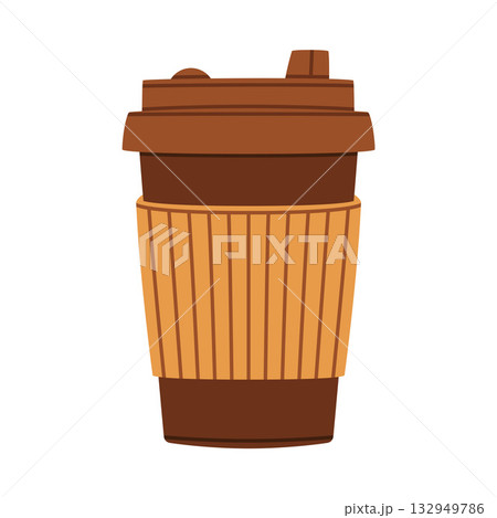 Paper Coffee Cup with Closed Lid Vector Illustration 132949786