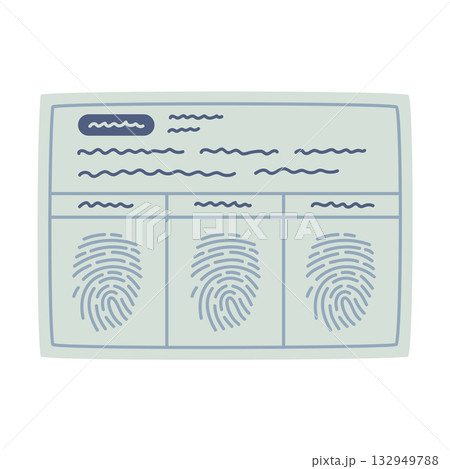 Fingerprint on Paper as Police Equipment and Professional Policeman Object Vector Illustration 132949788