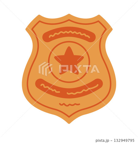 Metal Badge or Shield as Police Equipment and Professional Policeman Object Vector Illustration Metal Badge or Shield as Police Equipment and Professional Policeman Object Vector Illustration 132949795
