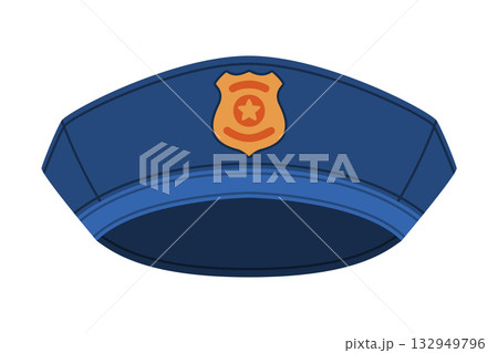 Blue Cap as Police Equipment and Professional Policeman Object Vector Illustration Blue Cap as Police Equipment and Professional Policeman Object Vector Illustration 132949796