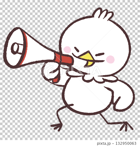 一隻白鳥使用擴音器的插圖 132950063