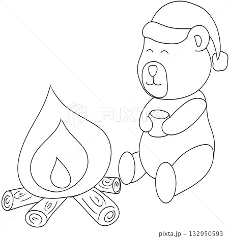 Hand drawn doodles Christmas Bear 132950593