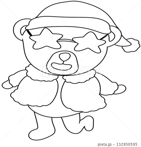Hand drawn doodles Christmas Bear 132950595