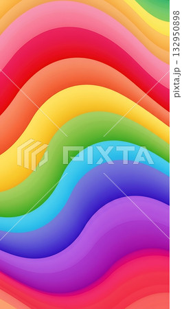 Vibrant rainbow waves background, perfect for adding a splash of color to your project or design, creating a fun, cheerful, and eye-catching aesthetic 132950898