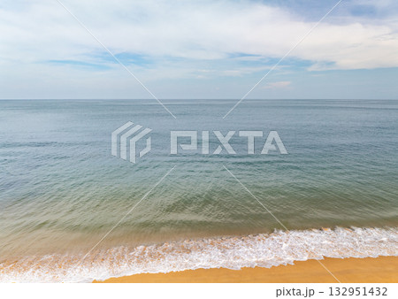 Beautiful beach sea in summer season,Travel and nature environment concept,Sea beach background Top view sandbar image from drone camera wide angle 132951432