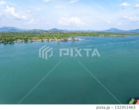 Sea surface aerial view water surface texture,Turquoise sea background Beautiful nature Amazing view seascape background 132951463