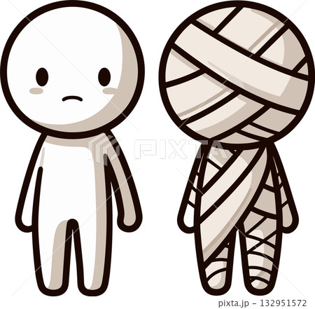 人物とミイラのイラスト 132951572