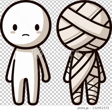 人物とミイラのイラスト 132951572