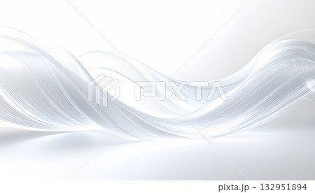 光を纏うホワイトシルバーの滑らかな曲線 高級感と透明感を持つスタイリッシュな3D背景素材 光を纏うホワイトシルバーの滑らかな曲線 高級感と透明感を持つスタイリッシュな3D背景素材 132951894
