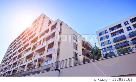 Modern elements in contemporary architecture. Architectural details of a modern apartment building. Modern elements in contemporary architecture. Architectural details of a modern apartment building. 132952162