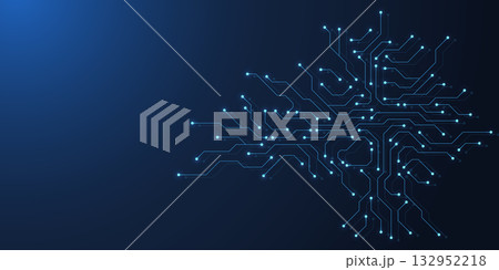 Circuit board digital abstract background. Motherboard technology texture design. AI semiconductor and computer processor on tech bg. Vector illustration 132952218