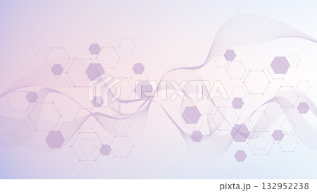 Molecular structure and genetic engineering, atom, neural network, neurons, DNA molecule. Scientific research concept for healthcare, medical, technology, chemistry, science template presentation 132952238