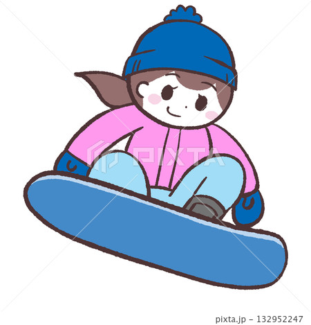 スノーボードする女性のイラスト スノーボードする女性のイラスト 132952247