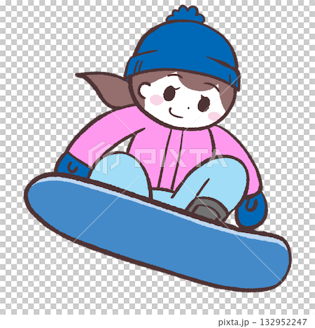 スノーボードする女性のイラスト スノーボードする女性のイラスト 132952247