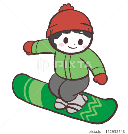 スノーボードする男の子のイラスト 132952248