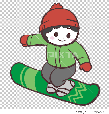 スノーボードする男の子のイラスト 132952248