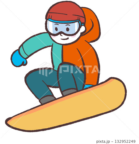 スノーボードをする男性のイラスト 132952249