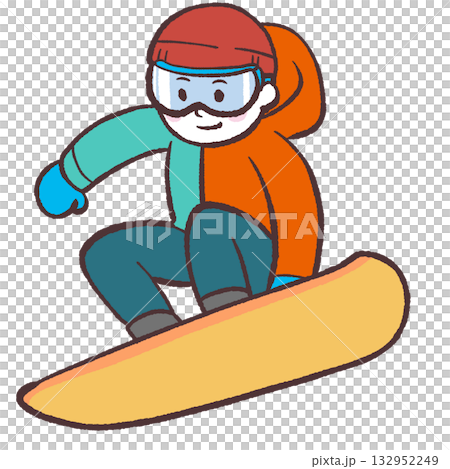 Illustration of a man snowboarding 132952249