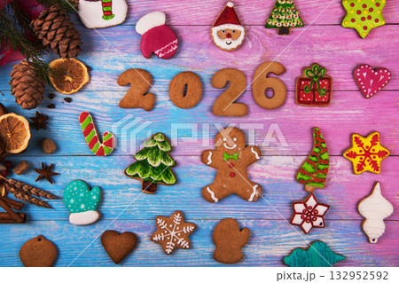 Colorful Christmas Cookies Greeting for 2026 Holidays Colorful Christmas Cookies Greeting for 2026 Holidays 132952592