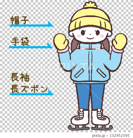 Ice skating outfit instructions for girls illustration 132952595