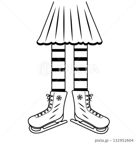 Silhouette of legs skating on ice at an ice rink. Vector logo illustration 132952604