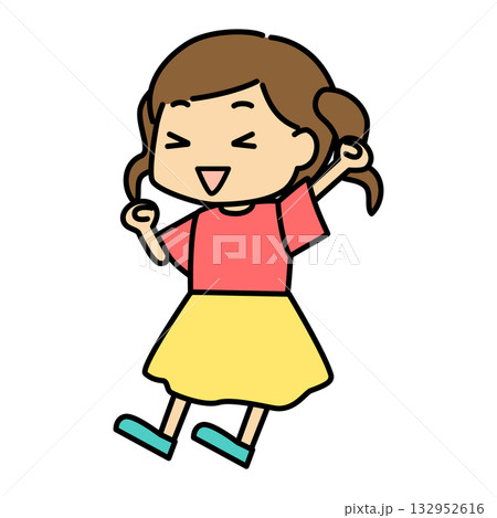 笑顔のツインテールの女の子のベクターイラスト 笑顔のツインテールの女の子のベクターイラスト 132952616