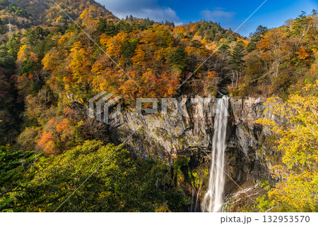 紅葉に囲まれた華厳の滝 132953570