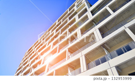 Modern elements in contemporary architecture. Architectural details of a modern apartment building. Modern elements in contemporary architecture. Architectural details of a modern apartment building. 132953999