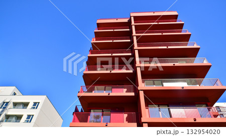 Modern elements in contemporary architecture. Architectural details of a modern apartment building. Modern elements in contemporary architecture. Architectural details of a modern apartment building. 132954020