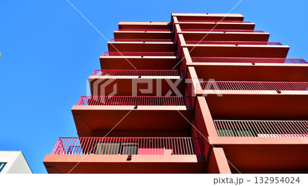 Modern elements in contemporary architecture. Architectural details of a modern apartment building. Modern elements in contemporary architecture. Architectural details of a modern apartment building. 132954024