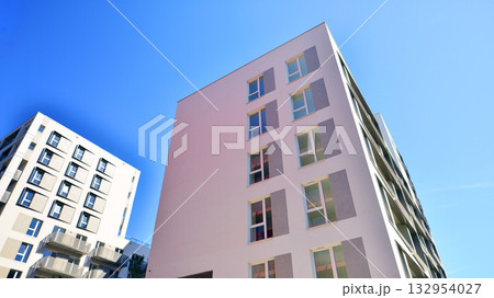 Modern elements in contemporary architecture. Architectural details of a modern apartment building. Modern elements in contemporary architecture. Architectural details of a modern apartment building. 132954027