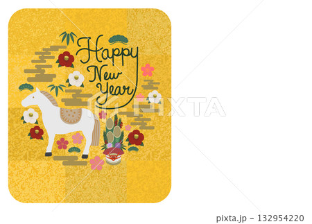 モダンな白馬の年賀状テンプレート/挨拶文無し 132954220