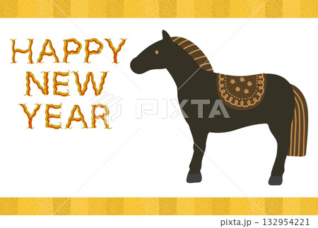 シンプルでモダンな黒馬の年賀状テンプレート/挨拶文無し シンプルでモダンな黒馬の年賀状テンプレート/挨拶文無し 132954221