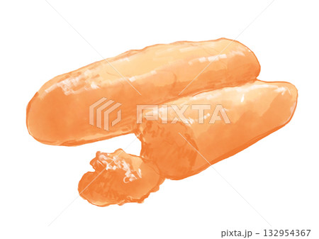 新鮮で美味しそうな明太子の手描き水彩イラスト 132954367