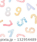 Number watercolor pattern for birthday celebration party, nursery or milestones. Hand-drawn watercolor illustration. 132954489