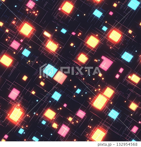 Neon Grid Patternのイラスト素材 [132954568] - PIXTA
