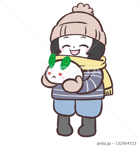 雪うさぎを見せる子供のイラスト 雪うさぎを見せる子供のイラスト 132954723