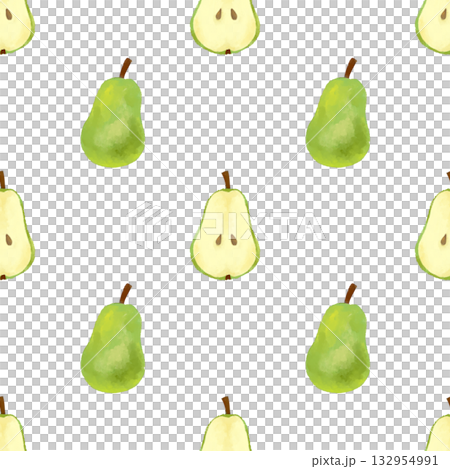 Watercolor pear seamless pattern - A gentle autumn design element 132954991