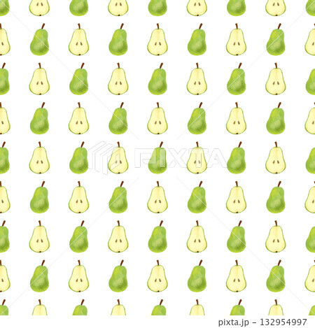 水彩風洋梨のシームレスパターン　やさしい雰囲気の秋のデザイン素材 132954997