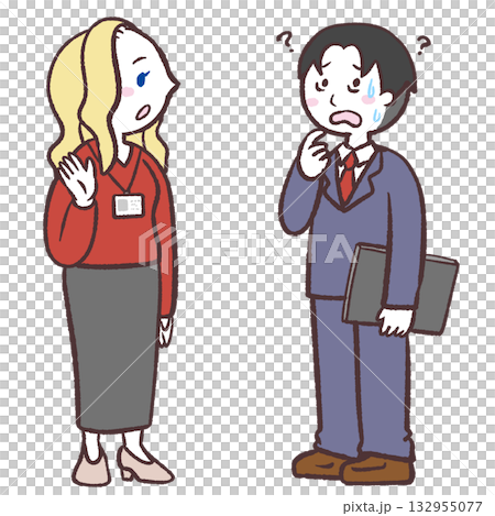 白人女性とうまく話せない男の子のイラスト 132955077