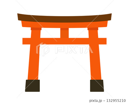 ミニマルな神社の鳥居のフラットイラスト ミニマルな神社の鳥居のフラットイラスト 132955210