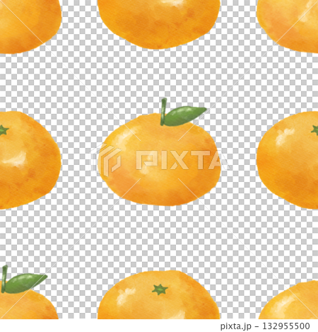 Seamless watercolor orange and mandarin orange pattern | Winter background and miscellaneous goods design 132955500