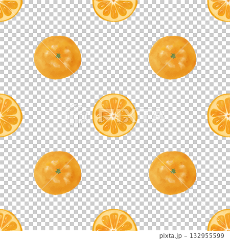 Seamless watercolor orange and mandarin orange pattern | Fruit design, winter background, miscellaneous goods design 132955599