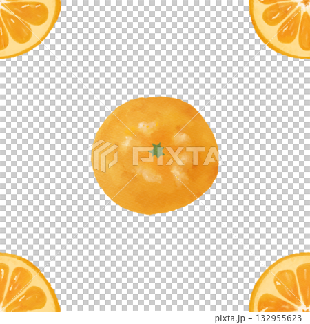 Seamless watercolor orange and mandarin orange pattern | Fruit design, winter background, miscellaneous goods design 132955623