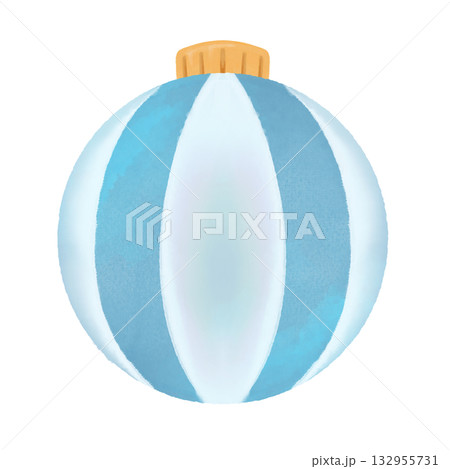 水彩風クリスマスの水色オーナメントのイラスト素材|冬・Xmasデザイン・カード・装飾 水彩風クリスマスの水色オーナメントのイラスト素材|冬・Xmasデザイン・カード・装飾 132955731