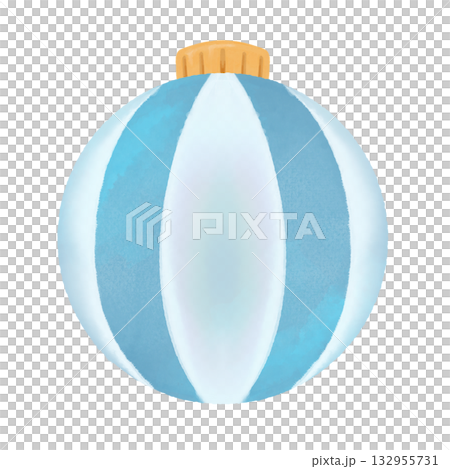 水彩風クリスマスの水色オーナメントのイラスト素材|冬・Xmasデザイン・カード・装飾 水彩風クリスマスの水色オーナメントのイラスト素材|冬・Xmasデザイン・カード・装飾 132955731