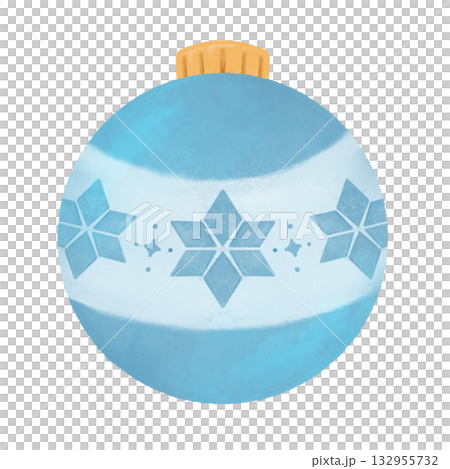 水彩風クリスマスの水色オーナメントのイラスト素材｜冬・Xmasデザイン・カード・装飾 132955732