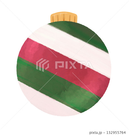 ナチュラルな水彩画風のクリスマスオーナメント|冬の背景・Xmasデザイン・カード・装飾 ナチュラルな水彩画風のクリスマスオーナメント|冬の背景・Xmasデザイン・カード・装飾 132955764