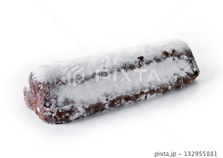 Traditional Christmas Stollen with Raisins and Powdered Sugar 132955881