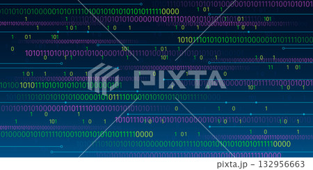 Binary code matrix on blue cyber background Binary code matrix on blue cyber background 132956663